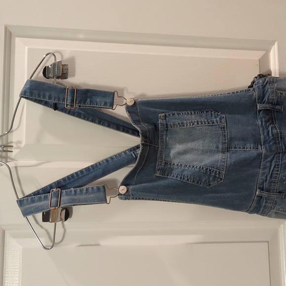 Wallflower Distressed Denim Bib Slim Overalls Medium Wash Size Small - Picture 3 of 10